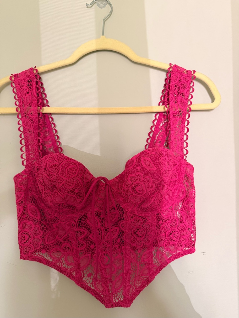For Love And Lemons Hot Pink Lace Bralette Bodysuit